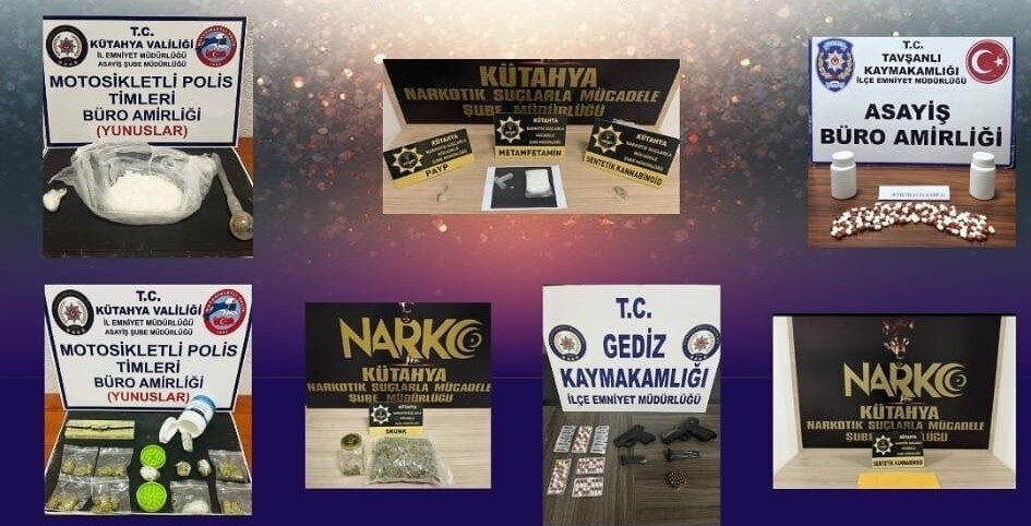 Kütahya İl Emniyet Müdürlüğü, uyuşturucu ile mücadelede 49 operasyon yaparak