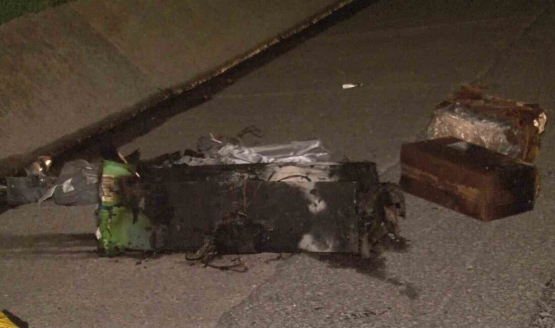 Kuzey Marmara Otoyolu’nda 26 EY 154 plakalı kamyonun lastiği alev