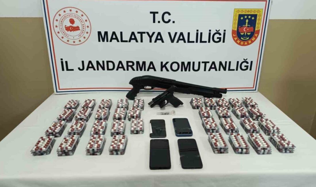 Malatya’da düzenlenen jandarma operasyonunda uyuşturucu haplar ve silahlarla birlikte dört kişi gözaltına alındı. Malatya'da jandarma, Yeşilyurt ilçesindeki bir operasyonda 1.922 sentetik hap, bir