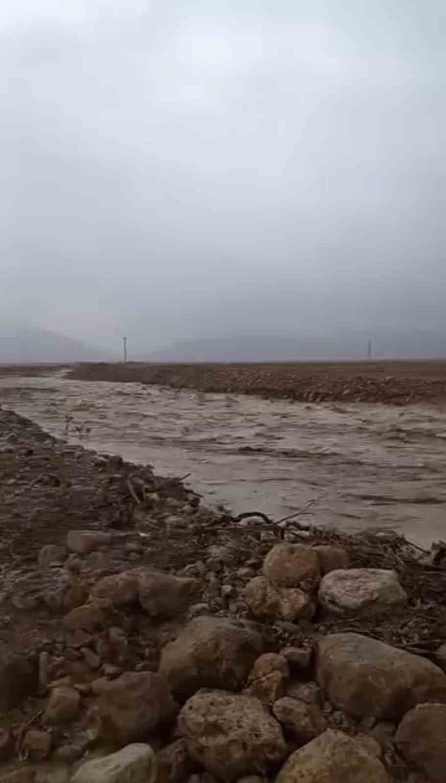 Mardin’in Kızıltepe ilçesinde gece saatlerinde başlayan yoğun yağış, dere taşmalarına