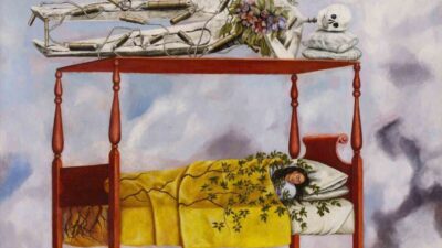 Frida Kahlo'nun 1949 tarihli "El sueno (La cama)" adlı otoportresi,