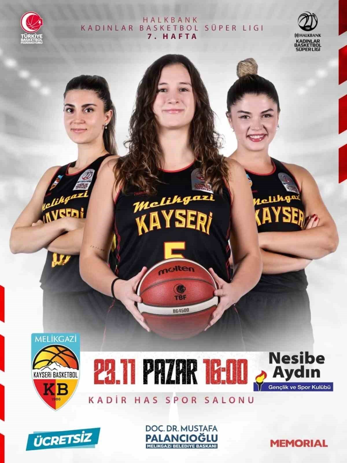 Melikgazi Kayseri Basketbol, Kadınlar Basketbol Süper Ligi'nde yarın Nesibe Aydın