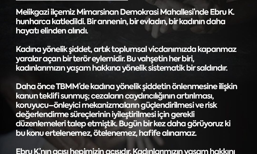 Kayseri Milletvekili Baki Ersoy: “Kadın Cinayetlerine Son Vermek Herkesin Görevi” MHP Kayseri Milletvekili Baki Ersoy, kadın cinayetlerinin sona ermesi için