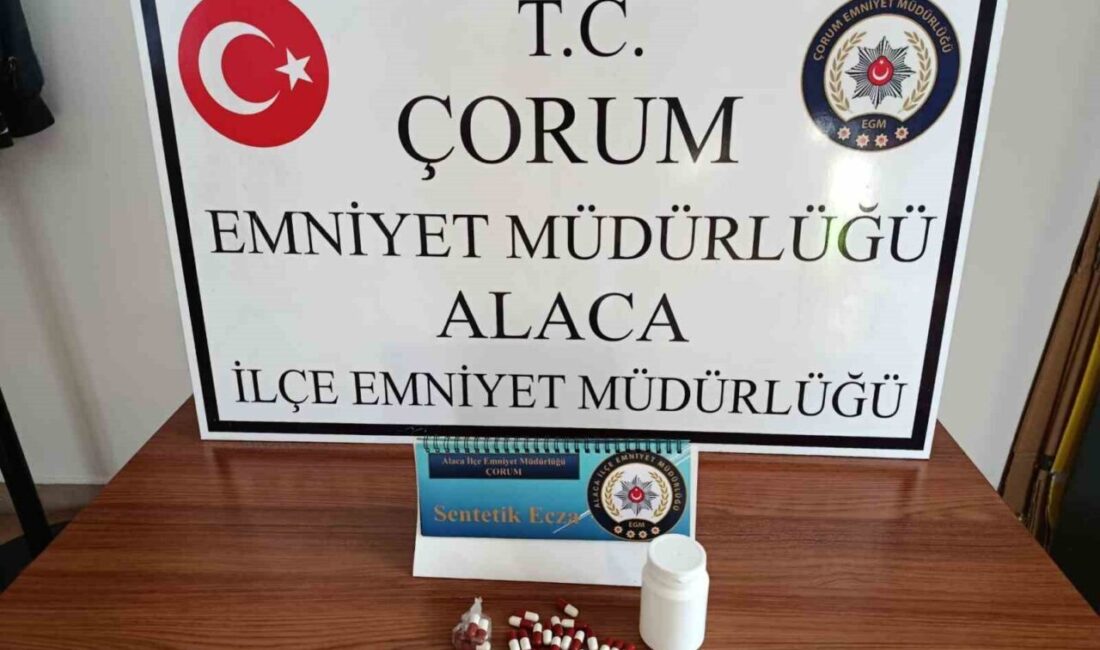 Çorum'un Alaca ilçesinde polis, şüpheli bir aracı durdurarak İ.F. adlı