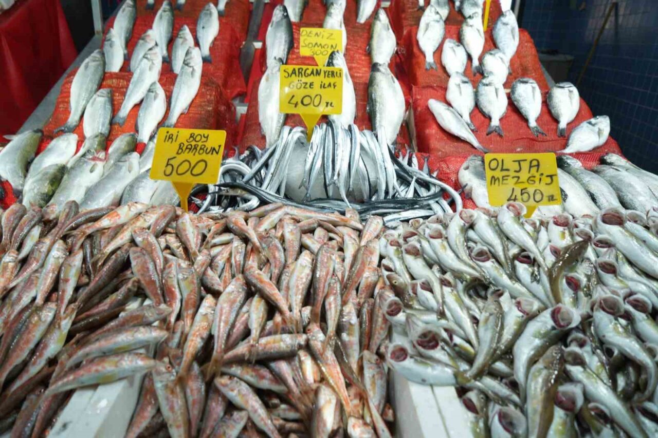 Samsun Büyükşehir Belediyesi Balık Hali'nde, tezgâhlar zengin ancak fiyatlar oldukça