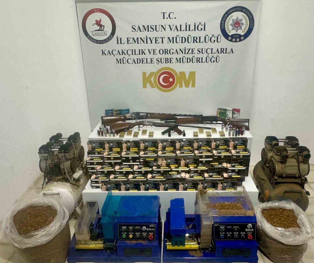 Samsun'da düzenlenen operasyonda, 37 bin makaron sigara, 75 kilogram kaçak