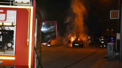 Samsun'un Vezirköprü ilçesinde park halindeki bir otomobil, nedeni henüz belirlenemeyen