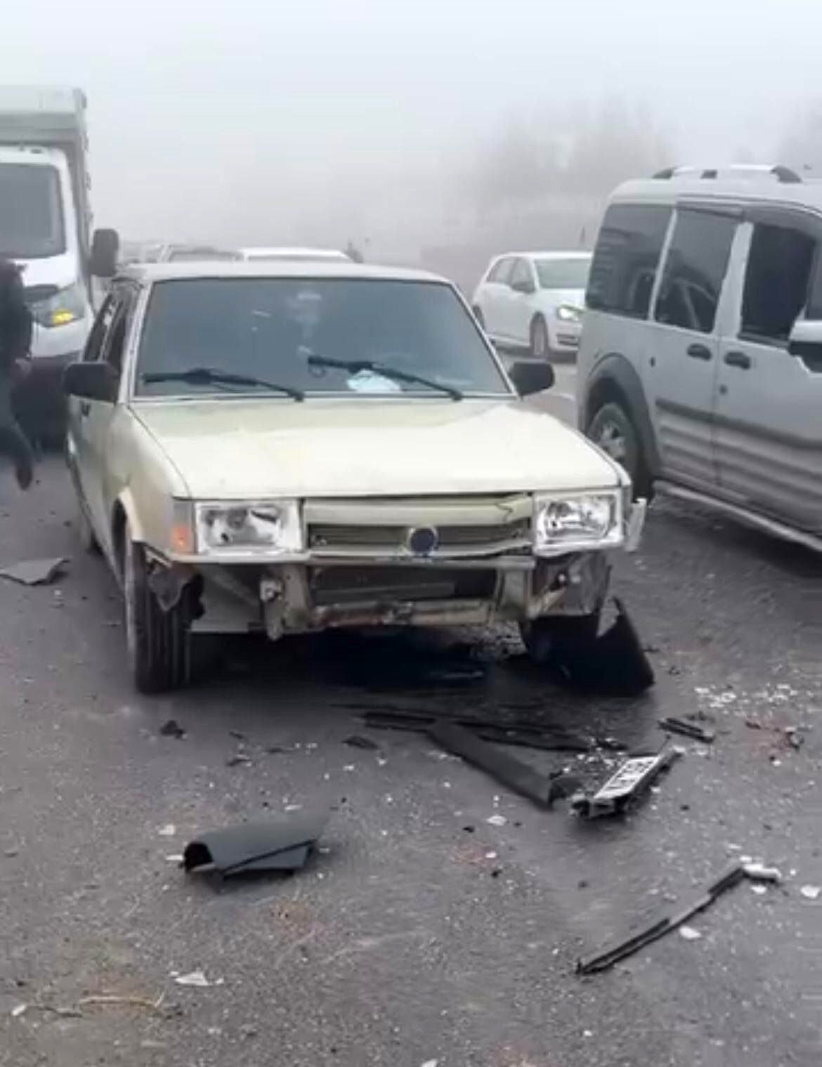 Siirt'in Kurtalan ilçesinde, yoğun sis nedeniyle bir otomobil koyun sürüsüne