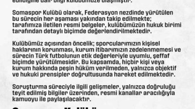 Somaspor, TFF tarafından yürütülen bahis soruşturması kapsamında bazı oyuncularının PFDK'ya