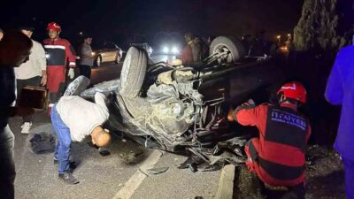 Muğla-Aydın karayolunda, Bayır mevkiinde 48 EM 932 plakalı araç takla