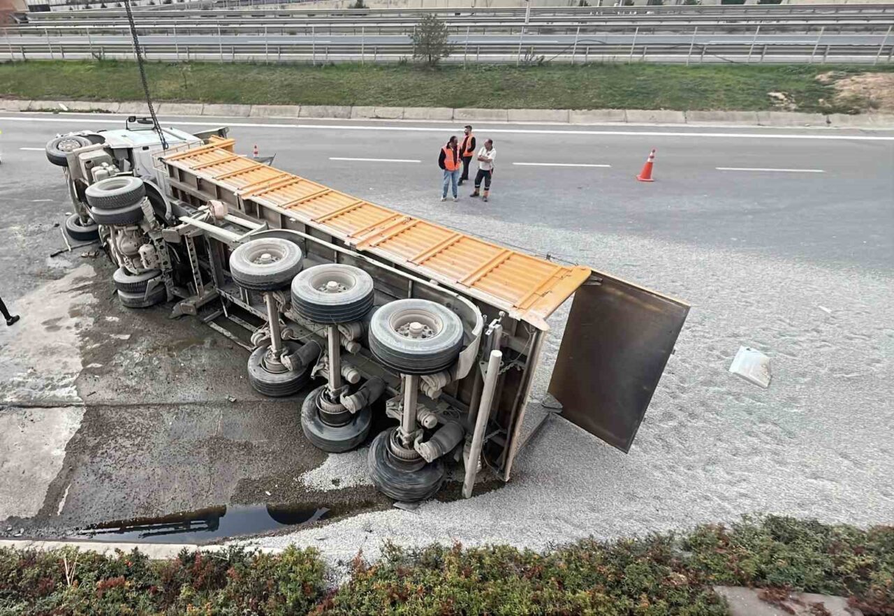 Kocaeli’de TEM Otoyolu'nda miçır yüklü kamyon, sürücüsü A.F.T.'nin direksiyon kontrolünü
