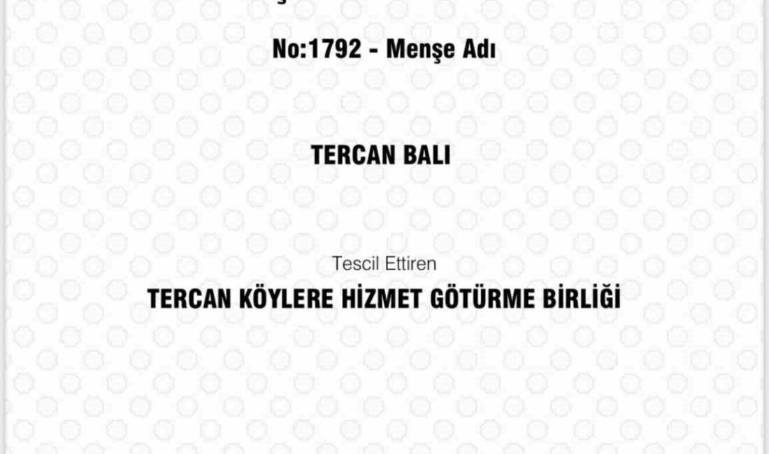 Tercan Balı, Coğrafi İşaret Belgesiyle Tescillendi, Yerel Ekonomiye Büyük Katkı Sağlayacak Erzincan, Tercan'ın eşsiz balını coğrafi işaret ile tescilledi. Erzincan Valiliği,