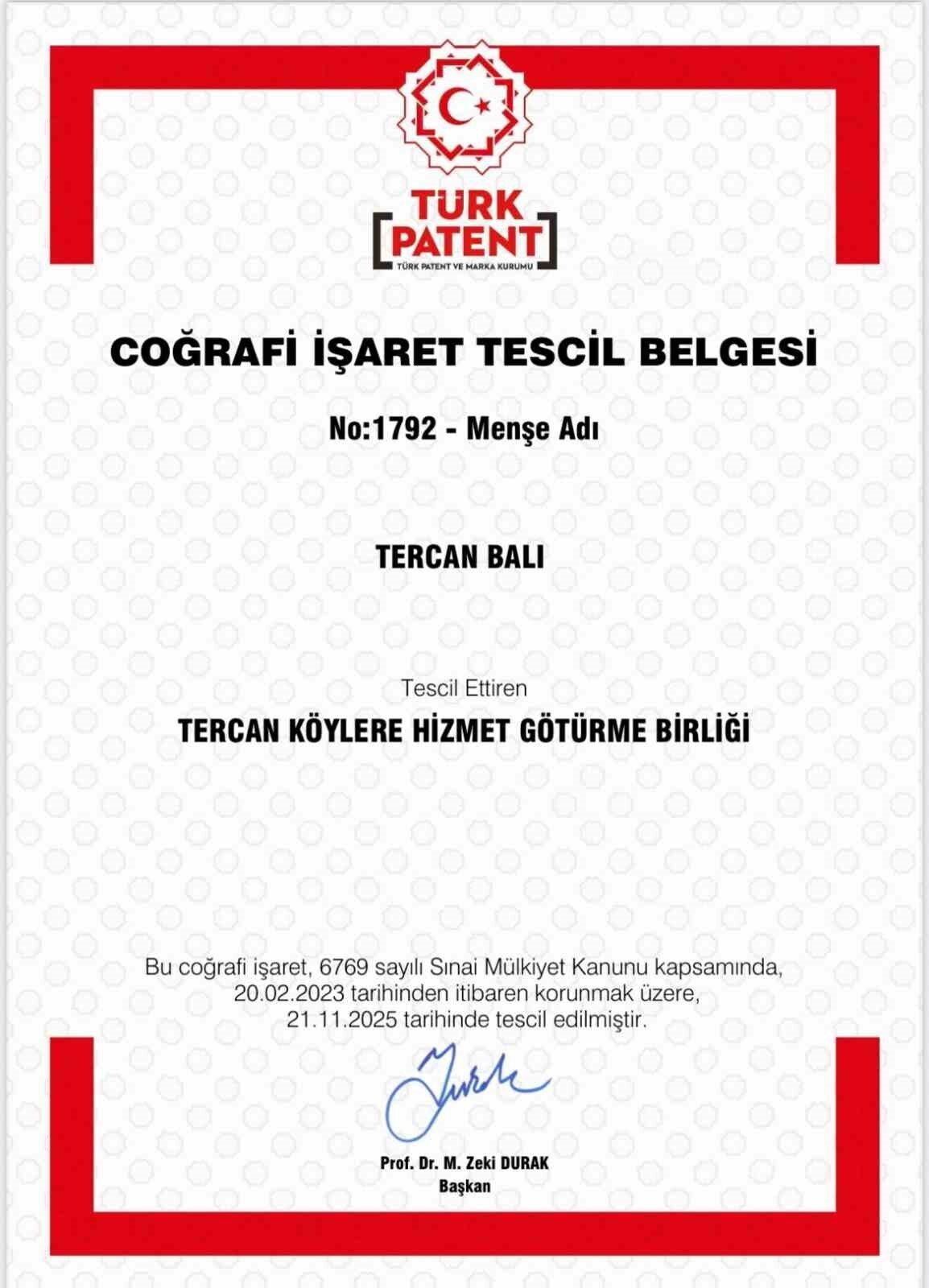 Erzincan, Tercan'ın eşsiz balını coğrafi işaret ile tescilledi. Erzincan Valiliği,