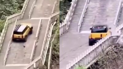 Çinli otomobil üreticisi Chery, Tianmen Dağı’ndaki 999 merdiveni tırmanırken test