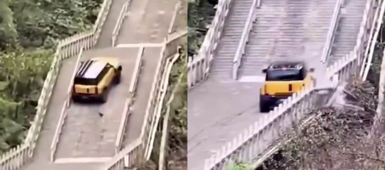 Çinli otomobil üreticisi Chery, Tianmen Dağı’ndaki 999 merdiveni tırmanırken test