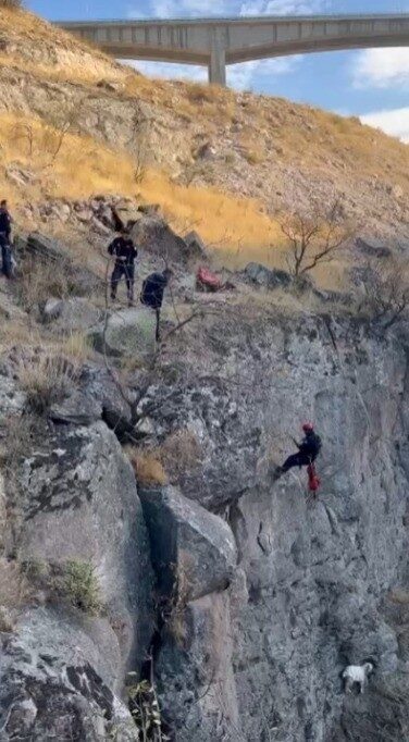 Kayseri Büyükşehir Belediyesi İtfaiye Daire Başkanlığı ekipleri, Talas'taki bir viyadükte