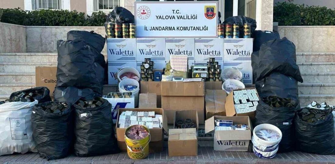 Yalova'da jandarma, beş adrese yapılan operasyonda 142 bin dolu makaron