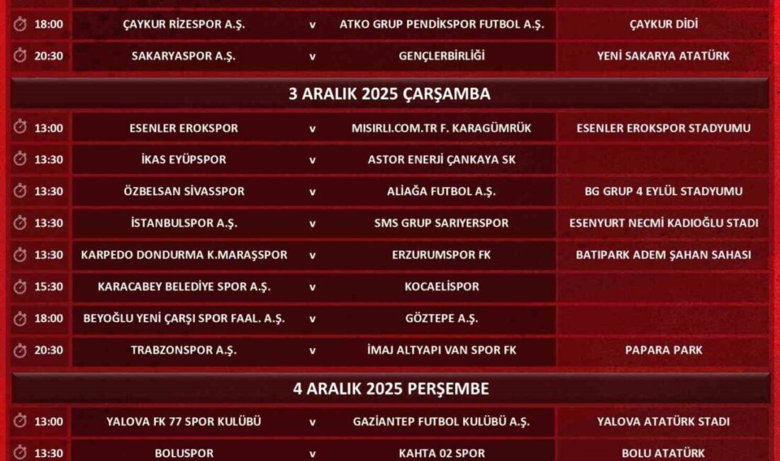 Ziraat Türkiye Kupası 4. Eleme Turu Müsabaka Tarihleri Açıklandı Ziraat Türkiye Kupası 4. eleme turu, 2-4 Aralık tarihlerinde gerçekleştirilecek.