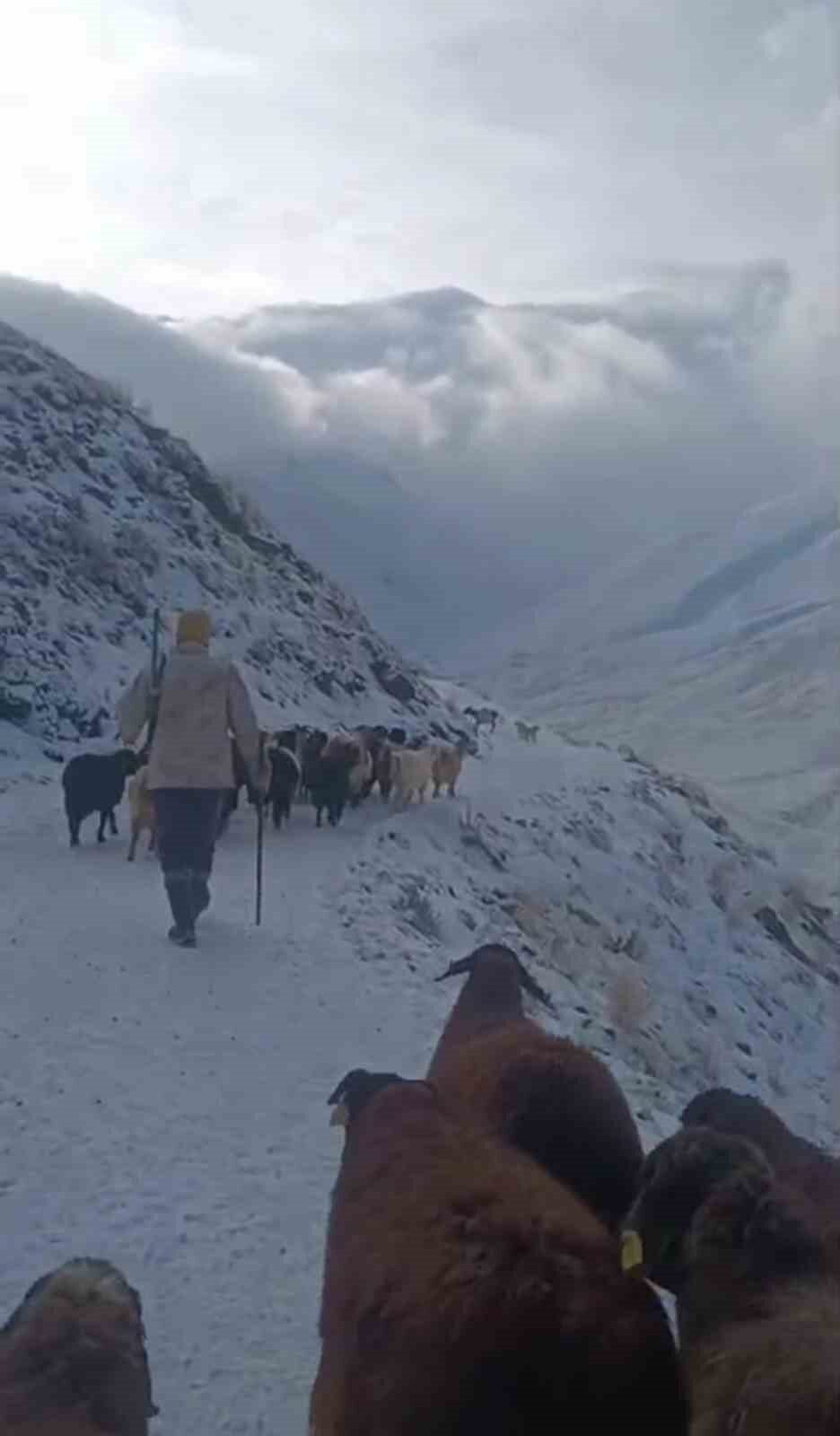 Ağrı’nın Eleşkirt ilçesinde kar yağışı nedeniyle kapanan üç köy yolu,