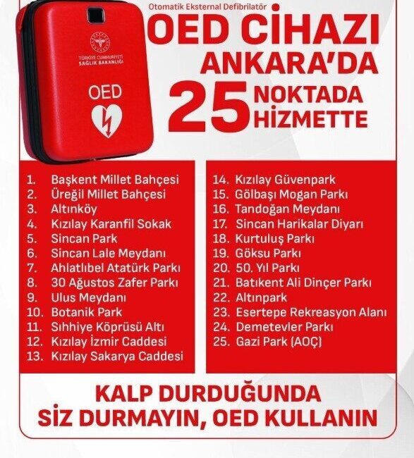 Ankara'da, ani kalp durmalarına karşı sağlık altyapısını güçlendirmek amacıyla 25