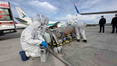 Antalya Havalimanı'nda, olası bir bulaşıcı hastalık salgınına karşı acil durum