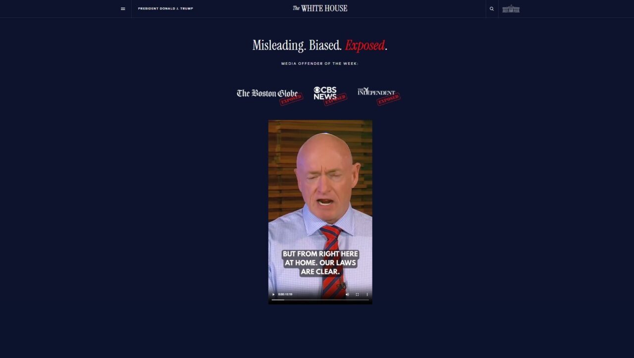 Beyaz Saray, internet sayfasına eklediği "medya suçluları" başlığı altında, çeşitli