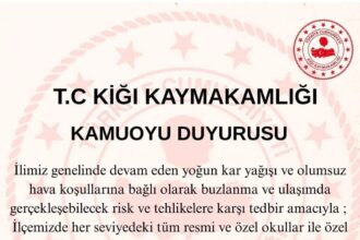 Bingöl’de etkili kar yağışı nedeniyle Kiğı ve Adaklı’da eğitime 1 gün ara verildi.