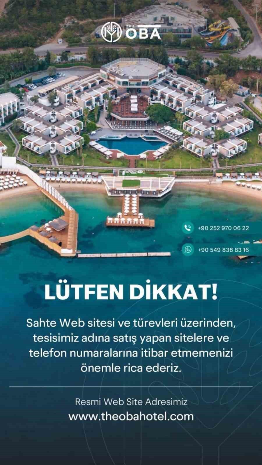 Bodrum'daki The Oba Otel, son zamanlarda artan sahte rezervasyon dolandırıcılıklarına