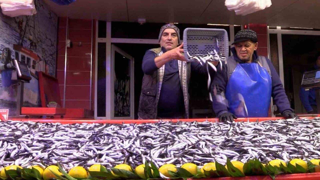 Bolu'da kış sezonunun başlangıcında hamsi, vatandaşlar tarafından yoğun ilgiyle karşılandı.