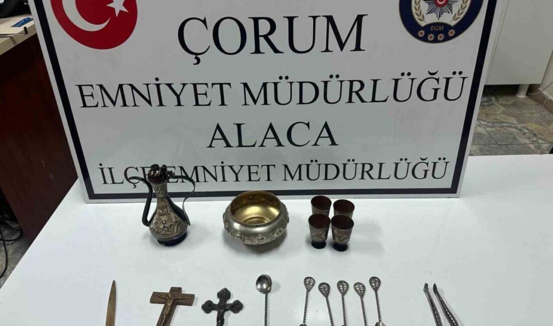 Çorum'un Alaca ilçesinde yapılan bir operasyonda, tarihi eser olarak değerlendirilen