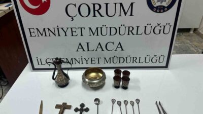 Çorum'un Alaca ilçesinde yapılan bir operasyonda, tarihi eser olarak değerlendirilen