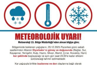 Diyarbakır Valiliği, beklenen kar yağışı nedeniyle halkı dikkatli olmaya çağırdı.