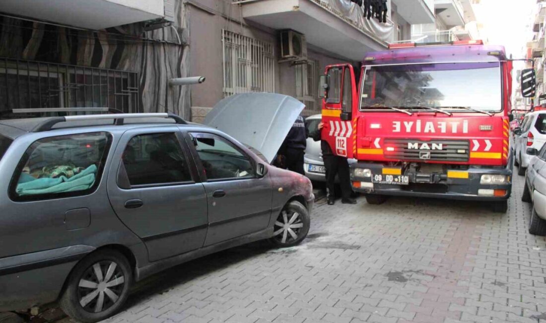 Aydın'ın Efeler ilçesinde D.Ç. isimli sürücünün park halindeki aracında yangın