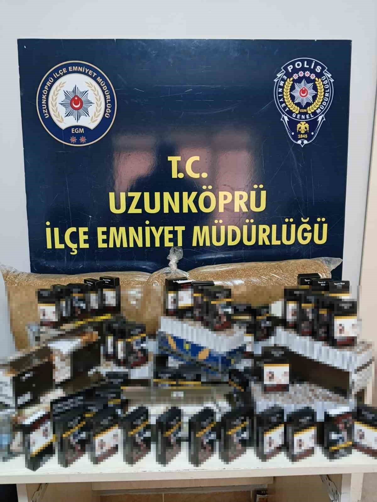 Edirne’nin Uzunköprü ilçesinde, polis kaçak sigara satışına yönelik yaptığı operasyonda