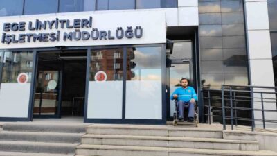 Mustafa Çakmak, EGE Linyitleri İşletmesi Müdürlüğü girişine kurulan otomatik kapı