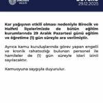 Şanlıurfa Valiliği, yoğun kar nedeniyle Halfeti ve Birecik’te de okulların tatil edildiğini bildirdi.