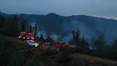 Artvin'in Hopa ilçesi Yoldere ve Başoba köyleri arasında çıkan yangın,