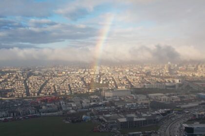 İstanbul’da Yağmur Ardından Gökkuşağı Manzarası Dron ile Görüntülendi