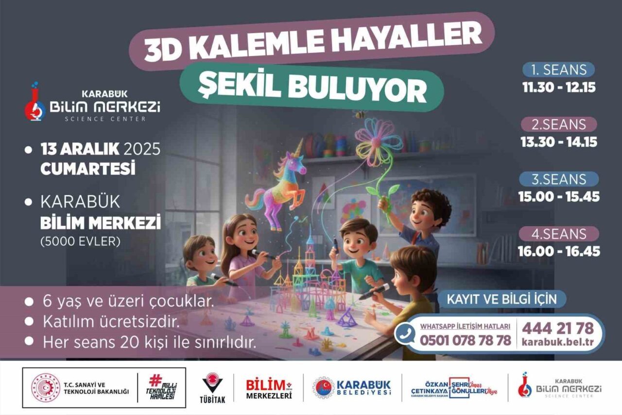 Karabük Bilim Merkezi, 13 Aralık'ta "3 Boyutlu Kalemle Hayaller Şekil