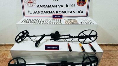 Karaman'da jandarma operasyonlarında, 334 tarihi sikke ve uyuşturucu madde ele