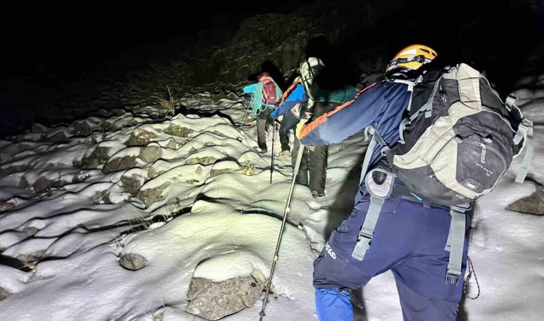 Adana'nın Pozantı ilçesinde Gökbez Mahallesi'nde karla kaplı dağa tırmanan Fahrettin