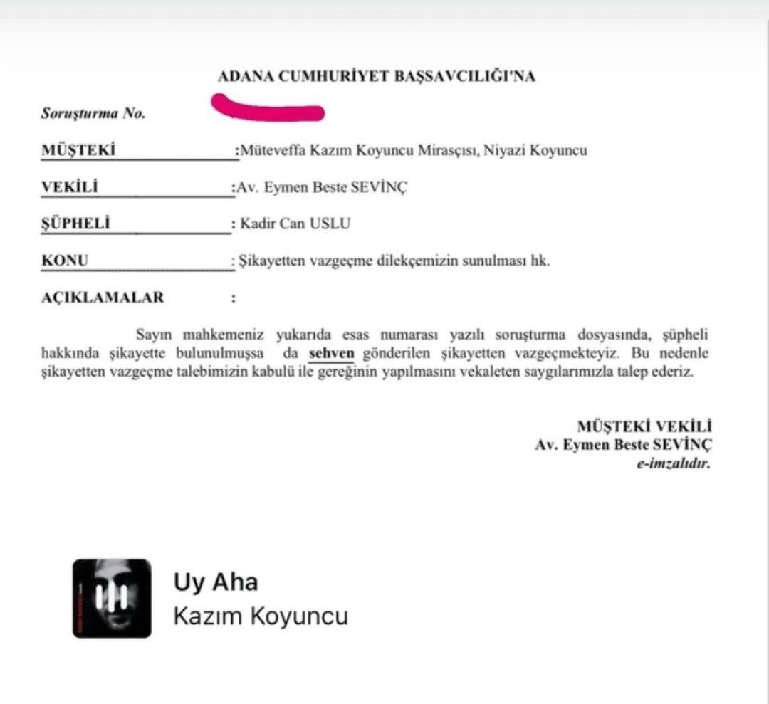 Niyazi Koyuncu, "Uy Aha" şarkısını izinsiz paylaşan öğretmen Kadir Can