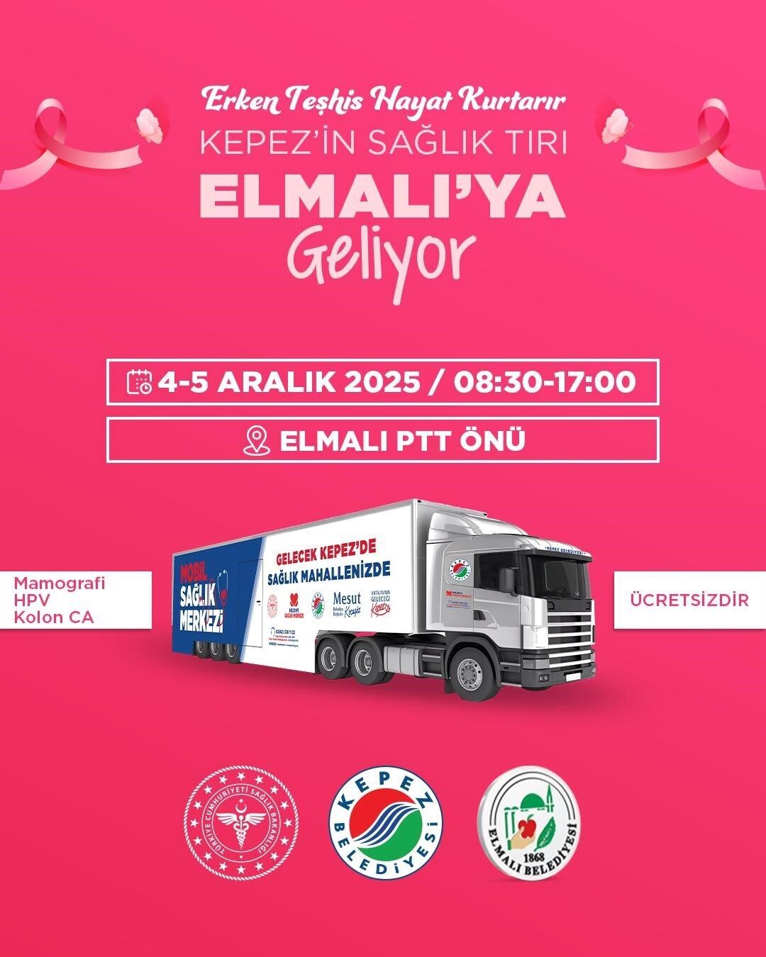 Kepez Belediyesi, Mobil Sağlık Merkezi ile 4-5 Aralık 2025 tarihlerinde