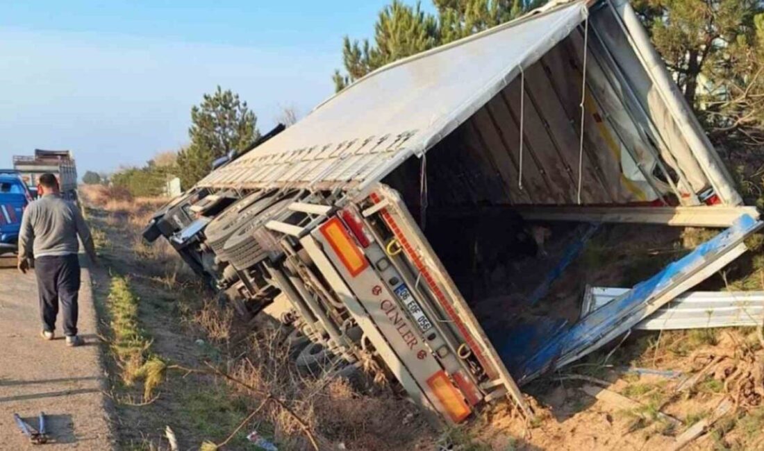 Kırıkkale'de A.Y. yönetimindeki tır, D200 kara yolunda kontrolden çıkarak şarampole