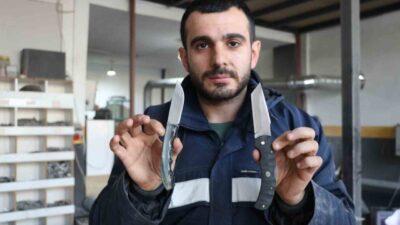 Sivas’ta bıçak ustası Emre Göçeri, el yapımı Sivas bıçakları ile