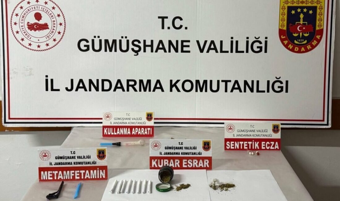 Kocaeli'den Gümüşhane'ye uyuşturucu taşıyan Y.D. jandarma tarafından yakalandı. Gümüşhane İl