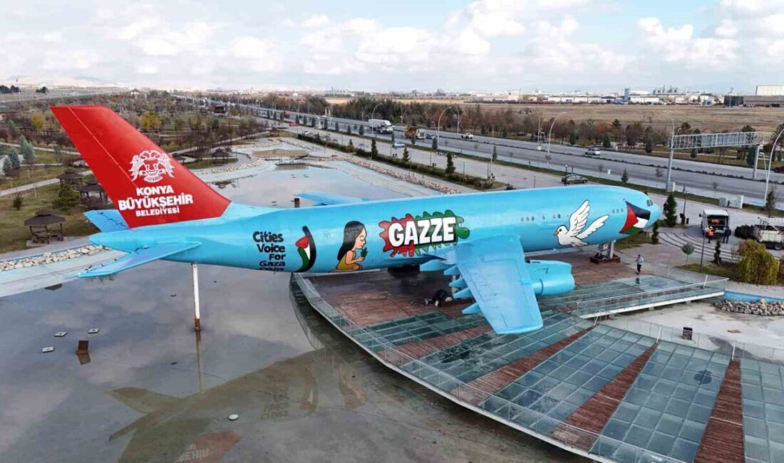 Konya Büyükşehir Belediyesi, Gazze'ye destek amacıyla Türk Yıldızları Parkı'ndaki Airbus