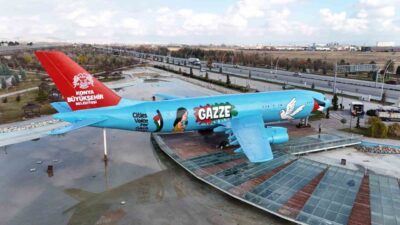 Konya Büyükşehir Belediyesi, Gazze'ye destek amacıyla Türk Yıldızları Parkı'ndaki Airbus