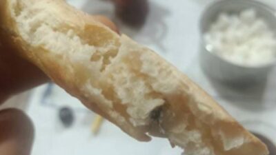 Siirt'in Kurtalan ilçesinde M.D., fırından aldığı ekmeğin içinde sinek buldu.