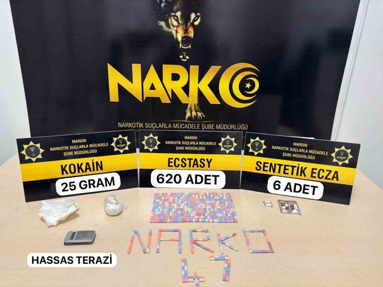 Mardin'de düzenlenen operasyonda, Narkotik Suçlarla Mücadele Şube ekipleri 620 ecstasy